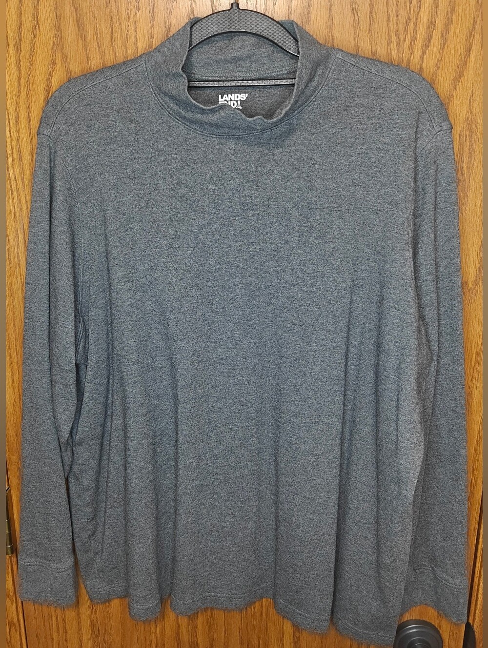 Women's Lands' End Gray Long Sleeve Mock Neck Top, Size 2X